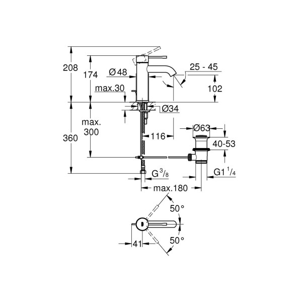 Grohe Essence Смеситель однорычажный для раковины S-Size (23589DL1)