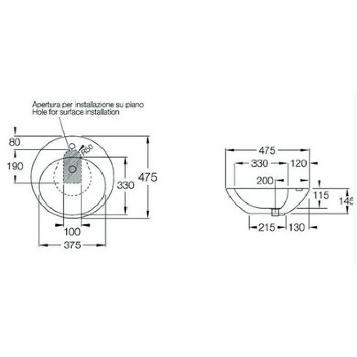 Керамическая раковина 48 см Hatria Happy Hour 02:00, белый (Y0M601)