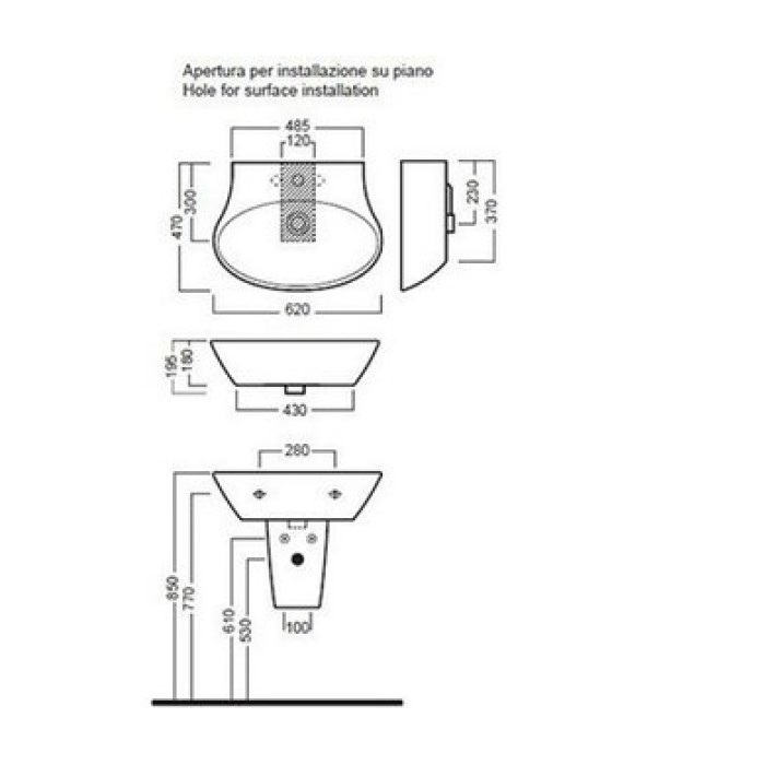 Керамическая раковина 62 см Hatria Nido, белый (YxEM01) Керамическая раковина 62 см Hatria Nido, белый (YxEM01)