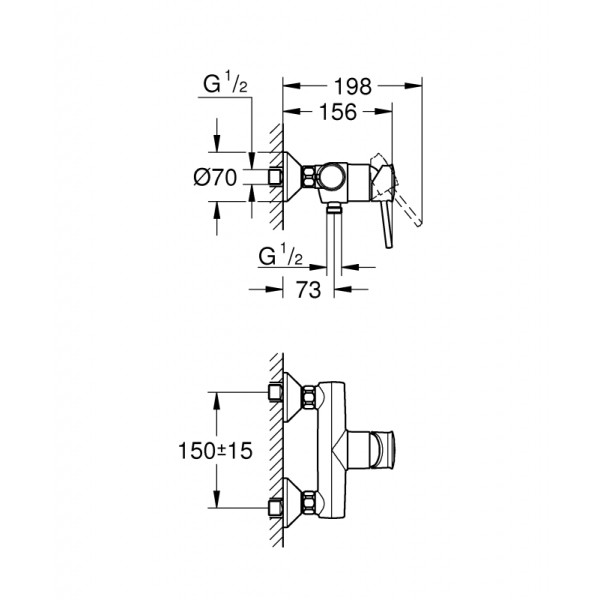 Grohe BauLoop Смеситель однорычажный для душа (23634000)