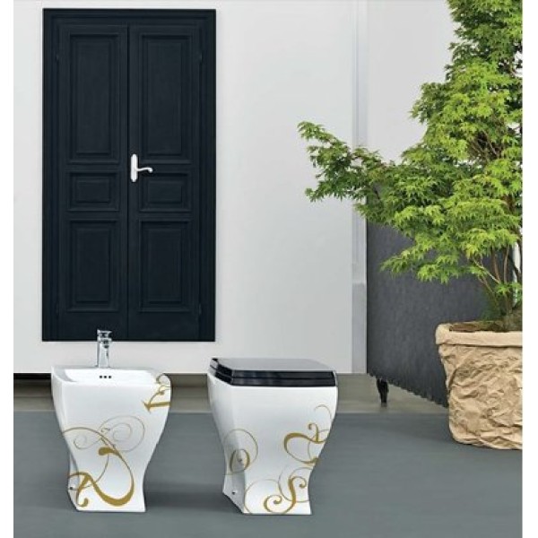 Напольный унитаз Artceram Jazz (JZV002 01;06) white glossy/lettering oro