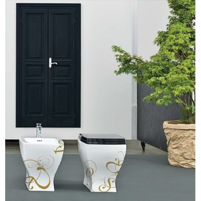 Напольный унитаз Artceram Jazz (JZV002 01;06) white glossy/lettering oro