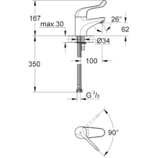 Grohe Euroeco Special SSC Смеситель однорычажный безопасный для раковины (32789000)