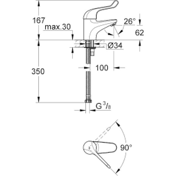 Grohe Euroeco Special SSC Смеситель однорычажный безопасный для раковины (32789000)