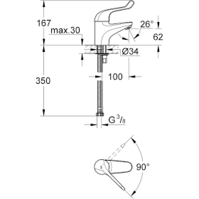 Grohe Euroeco Special SSC Смеситель однорычажный безопасный для раковины (32789000)