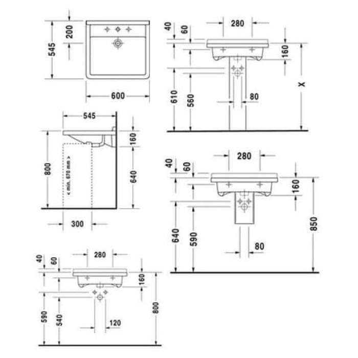 Плитка керамогранит Керамическая раковина 60 см Duravit Starck 3 0309600000 для пола Плитка керамогранит Керамическая раковина 60 см Duravit Starck 3 0309600000 для пола