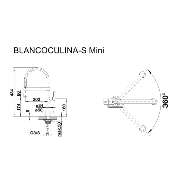 Смеситель кухонный Blanco  CULINA - S Mini нержавеющая сталь 519844