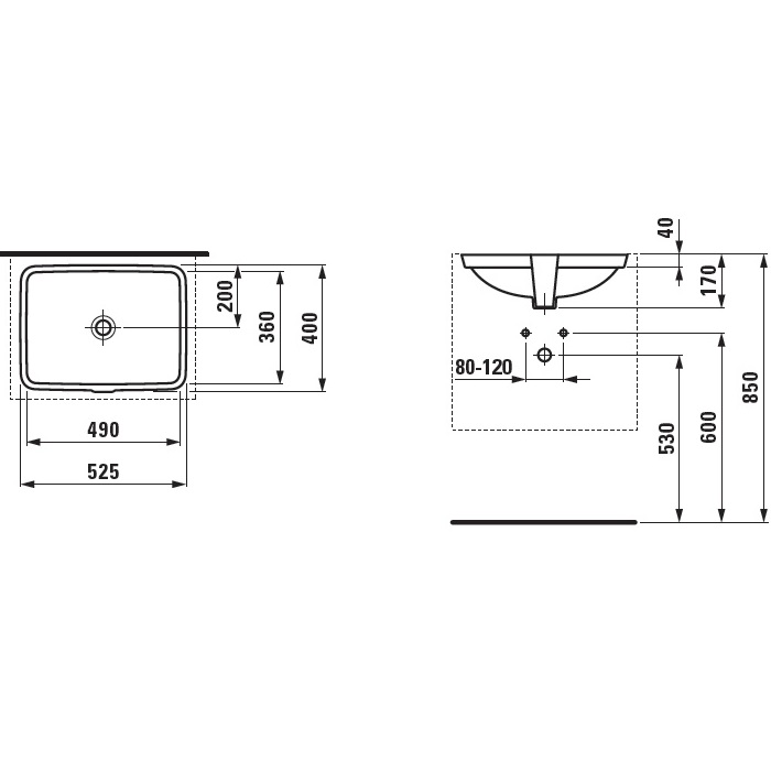 Умывальник под столешницу Laufen Pro S H8119610001091