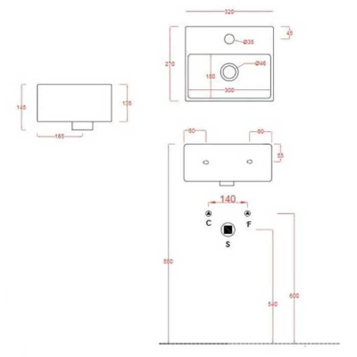 Керамическая раковина 32 см Artceram Quadro, white glossy/cementina (QUL006 01;86)