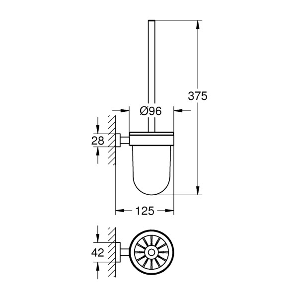 Grohe Туалетный ёршик Essentials Cube в комплекте (40513AL1)