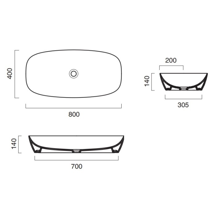 Керамическая раковина 80 см Catalano Green Lux, nero satinato
