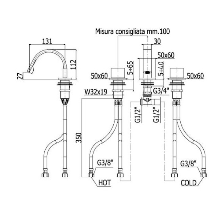 Смеситель для раковины Paffoni Level (LEP119CR)