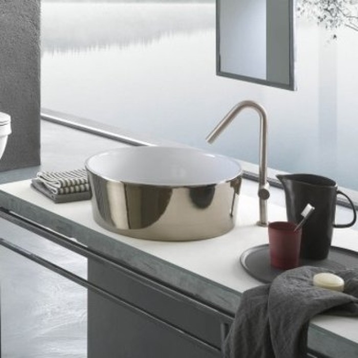 Керамическая раковина 44 см Hatria Happy Hour 7:00, белое золото (YxSK39)