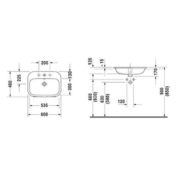 Плитка керамогранит Керамическая раковина 60 см Duravit Happy D.2 0483600000 для пола