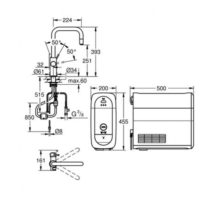 Смеситель со стартовым комплектом GROHE Blue Home 31543DC0