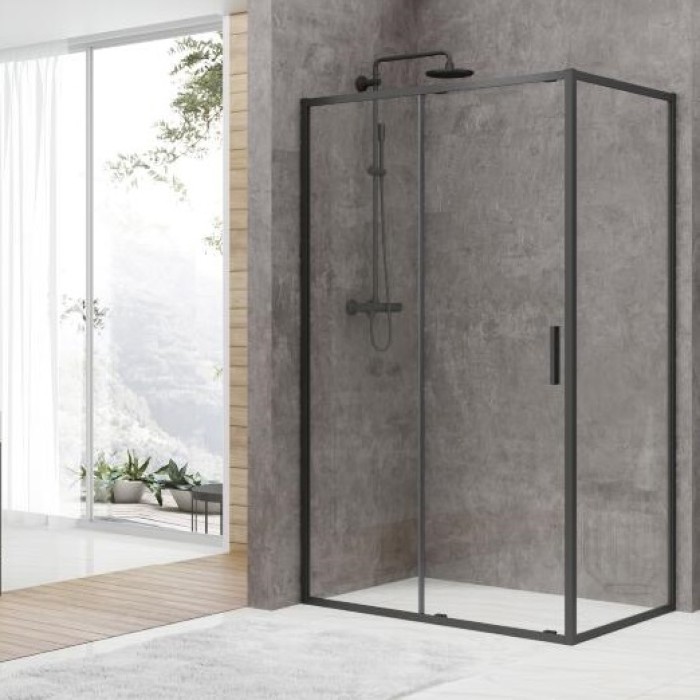 DEVIT FEN2340B ART 2.0 Кабина душевая, прямоугольная, раздвижная, чёрный матовый, 120x80, без поддона, стекло прозрачное