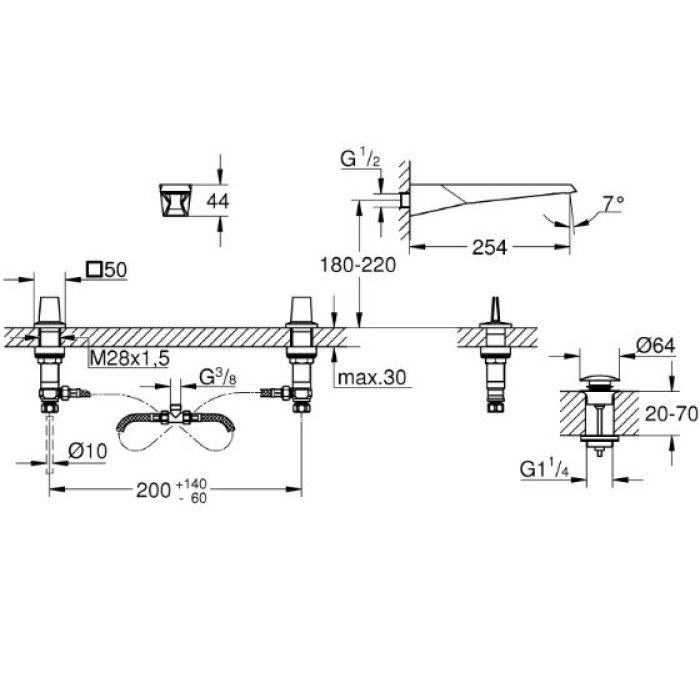 Grohe Allure Brilliant Icon 3D змішувач для раковини на 3 отвори (20608SD0)