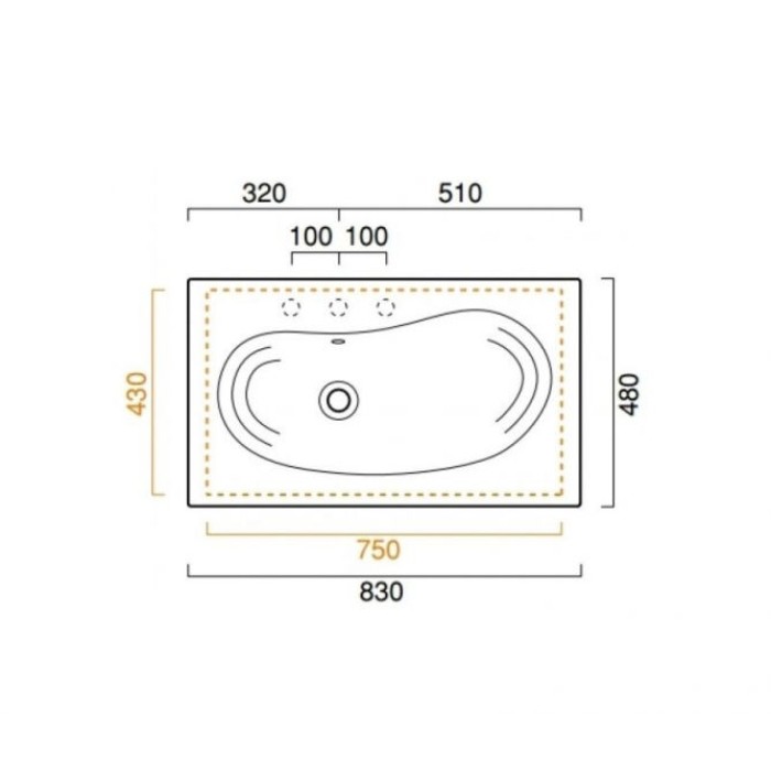 Керамическая раковина 83 см Catalano Impronta
