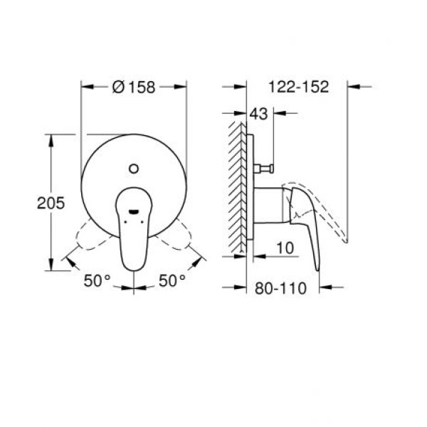 Grohe Eurostyle Смеситель однорычажный на 2 выхода (24047003)