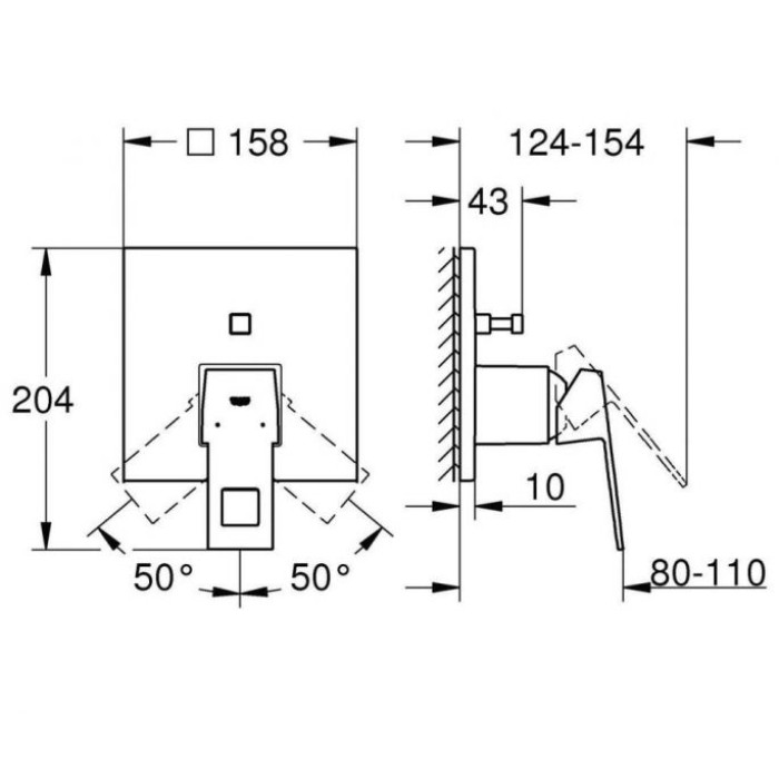 Grohe Eurocube Смеситель однорычажный на 2 выхода (24062000)