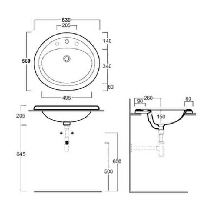 Керамическая раковина 63 см Simas Top-Lavabi S 51