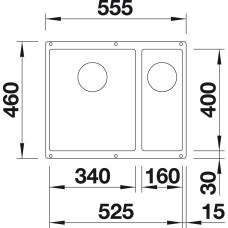 Мойка для кухни Blanco Subline 340/160-U (чаша слева) алюметаллик  523550