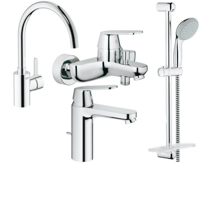 Grohe Набор смесителей Eurosmart Cosmopolitan 4 в 1 для ванны и кухни (126115MK)