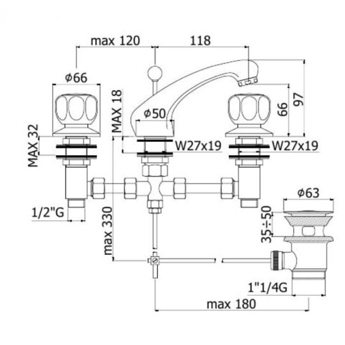 Смеситель для раковины Paffoni Nilo (NI055CR) Смеситель для раковины Paffoni Nilo (NI055CR)