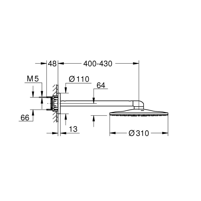 Плитка керамогранит Grohe Rainshower 310 SmartActive Верхний душ 26475000 для пола