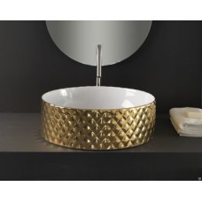 Керамическая раковина 44 см Artceram Rombo, white glossy/gold bicolor (OSL009 01;56)