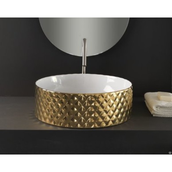 Керамическая раковина 44 см Artceram Rombo, white glossy/gold bicolor (OSL009 01;56)