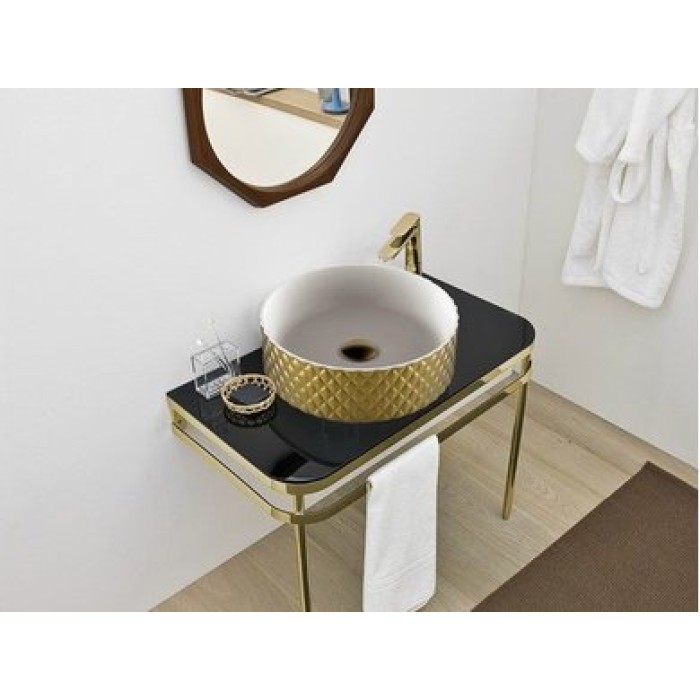Керамическая раковина 44 см Artceram Rombo, white glossy/gold bicolor (OSL009 01;56)