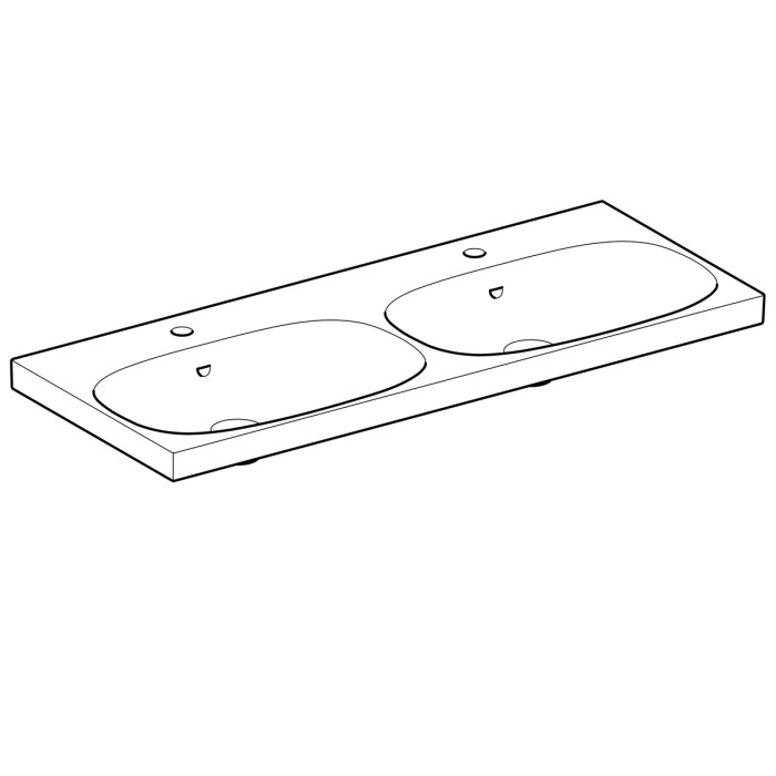 500.627.01.2 Geberit Acanto Умывальник двойной 120 см, с двумя отверстиями, с переливом, с системой быстрого монтажа, белый