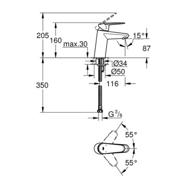 Смеситель для раковины Grohe Eurodisc cosmopolitan S-Size 3246920E