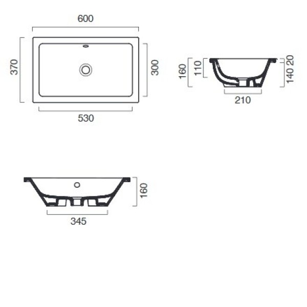Керамическая раковина 60 см Catalano NEW ZERO, bianco lucido