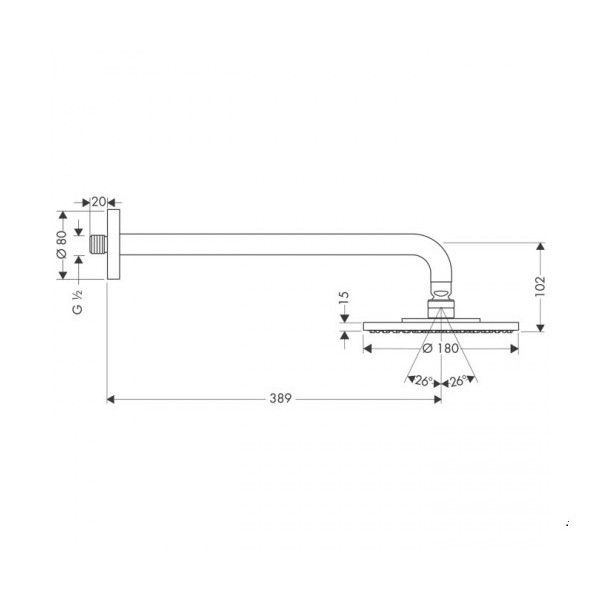 Верхний душ Hansgrohe Raindance S 180 Air 1jet 27468000