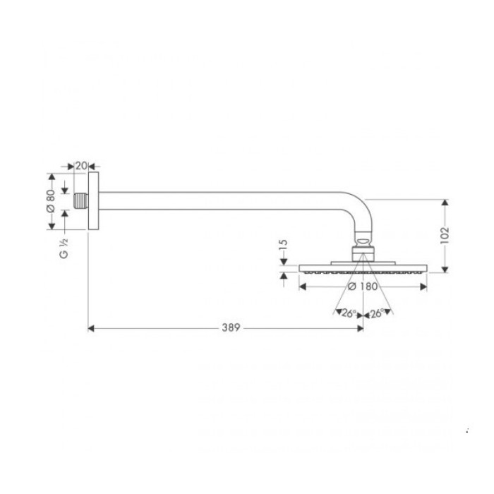 Верхний душ Hansgrohe Raindance S 180 Air 1jet 27468000