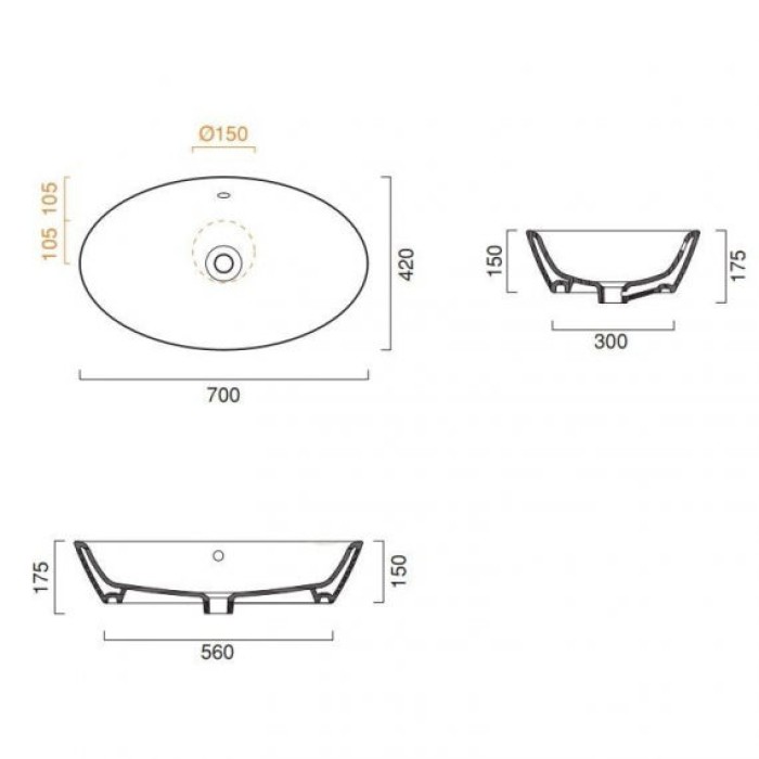 Керамическая раковина 70 см Catalano Gold&Silver, silver/white Керамическая раковина 70 см Catalano Gold&Silver, silver/white