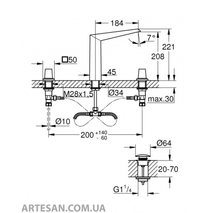 Grohe Allure Brilliant Icon 3D змішувач для раковини на 3 отвори (20603SD0)