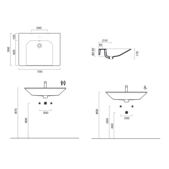 Керамическая раковина 70 см Catalano Sfera