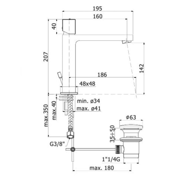 Смеситель для раковины Paffoni Elle Cubo (ELX073CR)