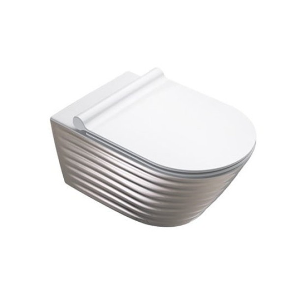 Подвесной безободковый унитаз Catalano Gold&Silver NewFlush, silver/white