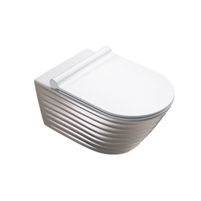 Подвесной безободковый унитаз Catalano Gold&Silver NewFlush, silver/white