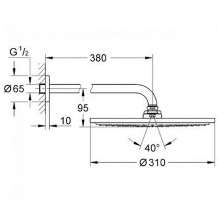Плитка керамогранит Grohe Rainshower Cosmopolitan 310 Верхний душ 26066AL0 для пола