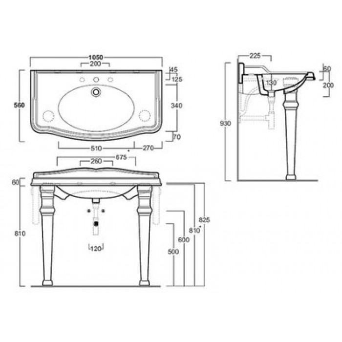 Керамическая раковина 105 см Simas Arcade AR 874