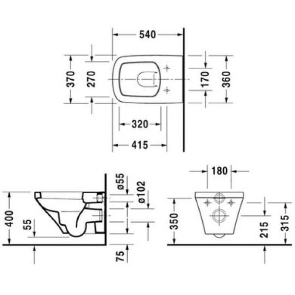 Плитка керамогранит Подвесной унитаз Duravit DuraStyle 45520900A1 с сиденьем Soft Close для пола