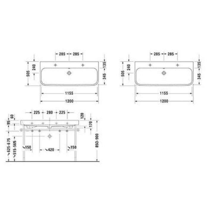 Плитка керамогранит Керамическая раковина 120 см Duravit Happy D.2 2318120024 для пола