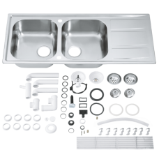 Мойдка для кухни Grohe 1160x500 мм с эксцентриком, 2 чаши, матовая (31587SD0)