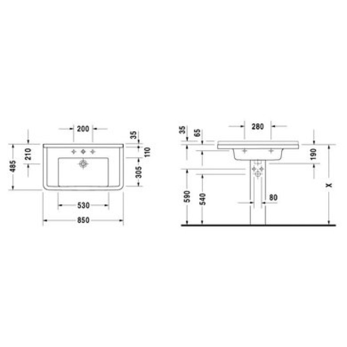 Плитка керамогранит Керамическая раковина 85 см Duravit Starck 3 0304800000 для пола