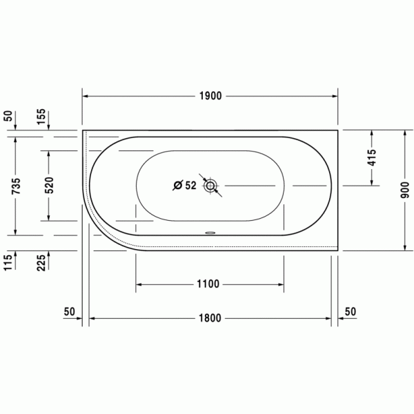 Darling New ванна асимметричная 190 см 700247000000000 в интернет-магазине «Estet Room»